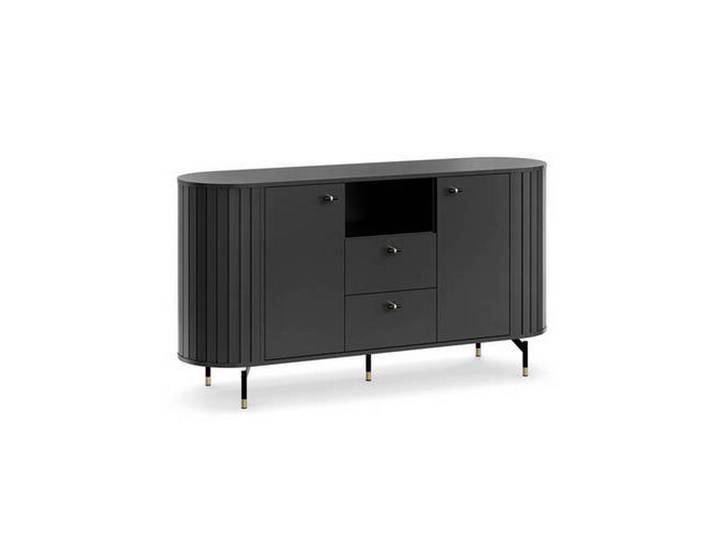 Milino Kommode, Schwarz, Gold, Metall, 2 Fächer, 2 Schublade(n) Schubladen, 150.1x81x40 cm, Wohnzimmer, Kommoden & Sideboards, Kommoden