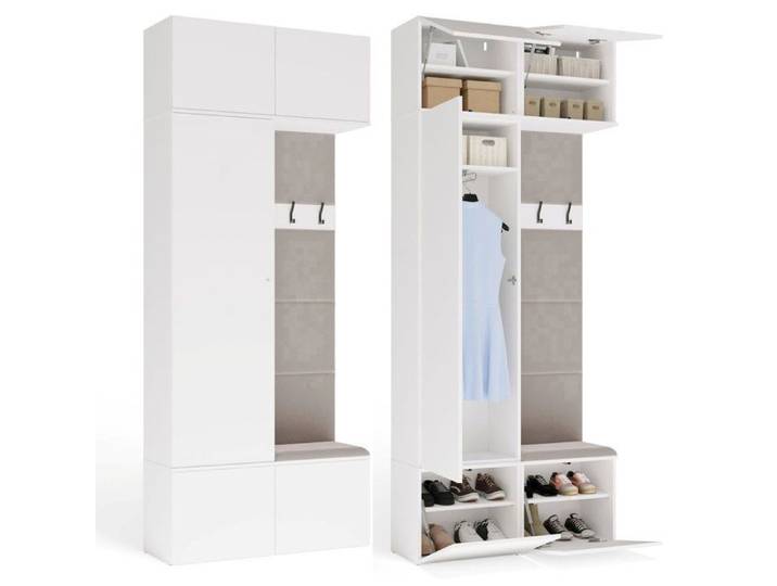 HAGA II 1Sz1W -1x Armoire + 1x Cintre - étagères - 100x35x238 cm - BLANC