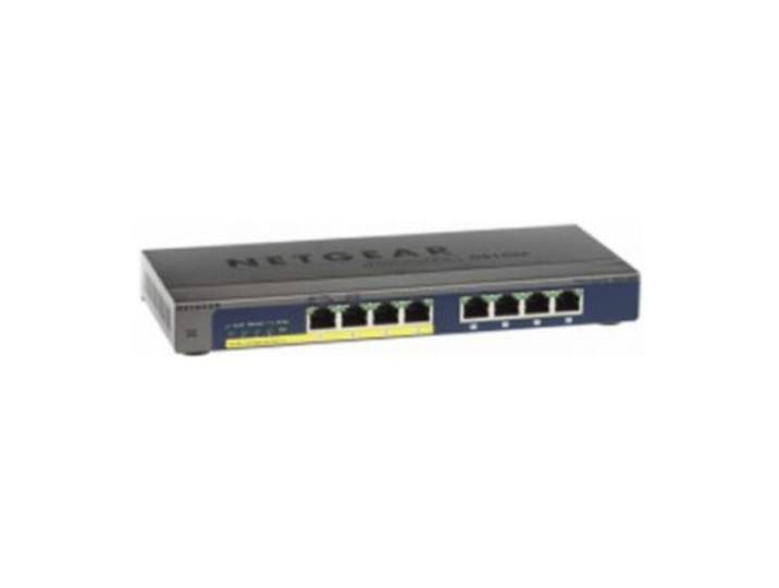 Netgear GS108PP, Non-géré, Gigabit Ethernet (10/100/1000), Full duplex, Connexion Ethernet, supportant l'alimentation via ce port (PoE), Grille de mon