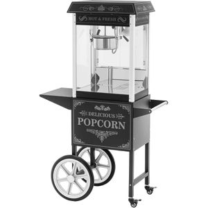 Royal-Catering Popcornmaschine RCPW-16E-2F, Zubereitung mit Öl, mit Fahrwagen, 5 kg / Stunde, Edelstahlkessel, 1500 Watt