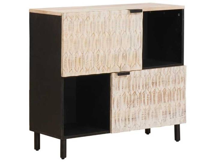 Cabinet multimédia Blanc - Buffet avec stockage Finition Lavage Blanc 80x33x75 cm A15972