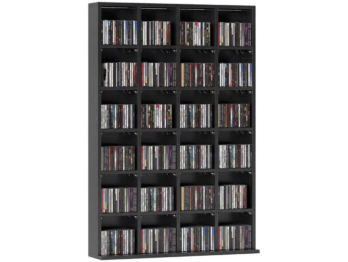 Meuble de rangement multimédia 456 CD/ 336 DVD - HOMCOM - bibliothèque en bois avec étagères réglables - 89 x 130 5 cm - noir