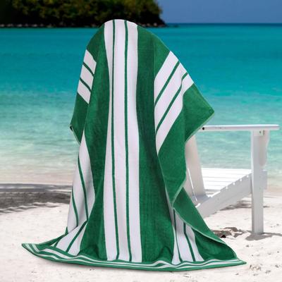 Superior Oversized Cotton Cabana Stripe Beach Towel, Soft Velour Pool Towel, Highly Absorbent Quick Dry Terry Set of Two