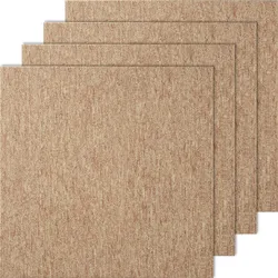 VEVOR Teppichfliesen, 500x500x5 mm, Teppichboden mit angebrachter Polsterung, weich gepolsterte Teppichfliesen, einfache DIY-Installation für Schlafzimmer und Wohnzimmer (16 Stk., Dunkelbraun)