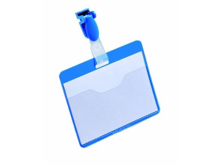 Durable - Porte-badge avec clip plastqiue - Format 60 x 90 mm - Bleu - Boite de 25 - 810606