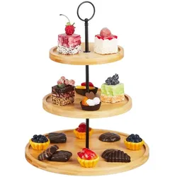 Relaxdays Bambus Etagere mit 3 Ebenen Hellbraun,Schwarz