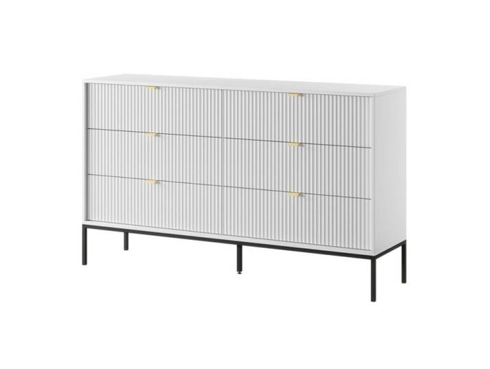 Sepro Meble Sideboard Weiß Ks154 Glamour Stil Schwarz, 154x91x39 cm, Kleinmöbel, Kommoden, Sideboards