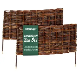 Relaxdays Beeteinfassung Weide im Set Braun