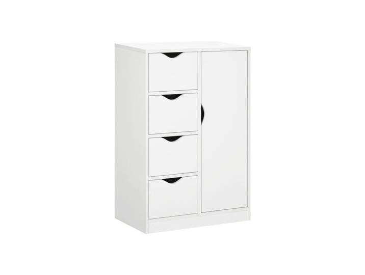 Bathroom Cabinet Freestanding Storage Cabinet with 4 Drawers Door Cupboard for Living Room Kitchen Bedroom White