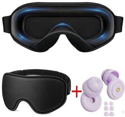 Friendly Fresh Finds Breathable Sleep Mask Comfortable Blackout Eye Mask With Noise Cancelling Earplugs black purple