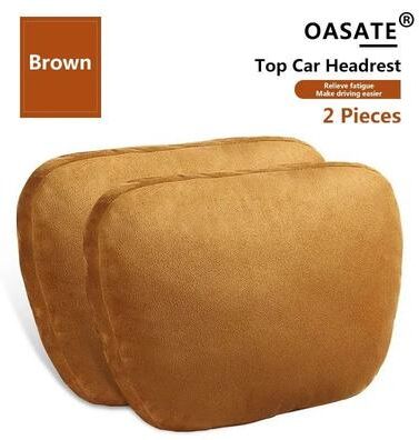 Uplifted Finds OASATE Maybach Style S Class Suede Car Neck Support Pillow brown 2 Pcs