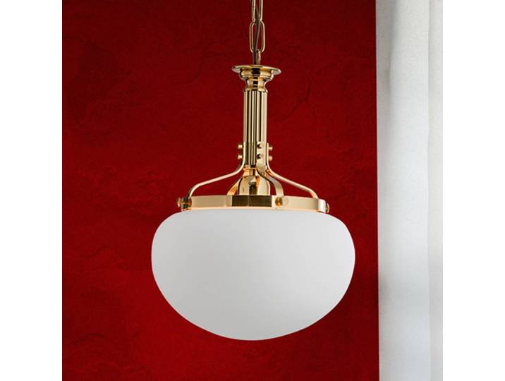 Glazen hanglamp DELIA, dimbaar, messing / goud, Woon-/ Eetkamer, Messing, Antiek, hanglamp