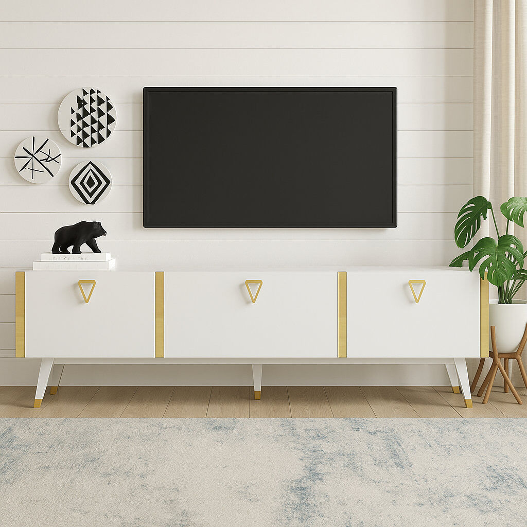 Fairmont Park Melynda TV Stand - TVs up to 70" Gloss White/Gold