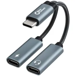 MicroConnect USB-C to USB-C PD and USB-C, USB Adapter, Schwarz, Silber