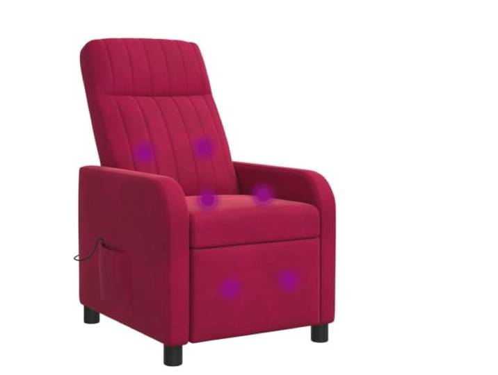 Massagestuhl aus Polyestersamt Rotwein, Verstellbar 115-160 Neigungsverstellbar, flache Armlehnen, Veloursbezug, stabiler Rahmen, einfache Montage, für Wohnzimmer und Büro
