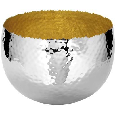 Schale FINK "SEFA", silber (silberfarben, goldfarben), H:18,5cm Ø:25,5cm, Eisen, Schüsseln, Schale, Dekoschale mit feiner Hammerschlagstruktur