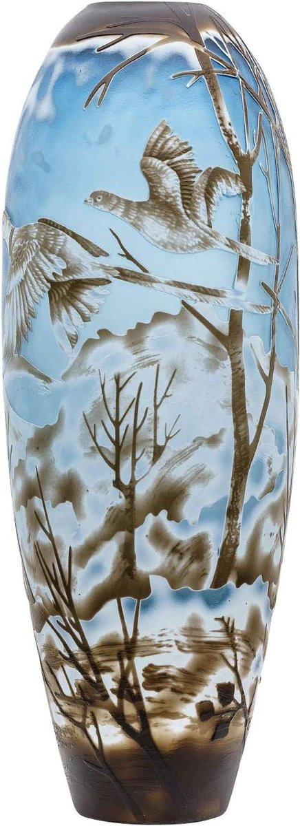 Vasreplica Gallé stijl glazen vaas in antieke Art Nouveau stijl