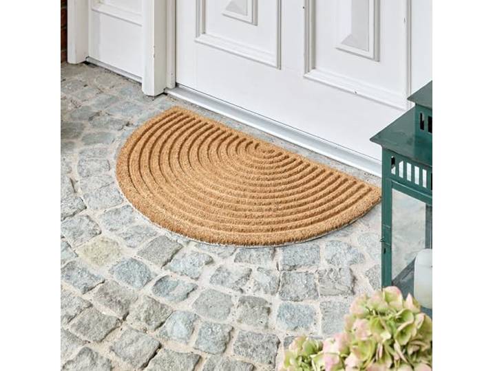 Moderne Kokosfußmatte Haustür - Fußmatte Streifen 45 x 75 cm (Halbkreis)
