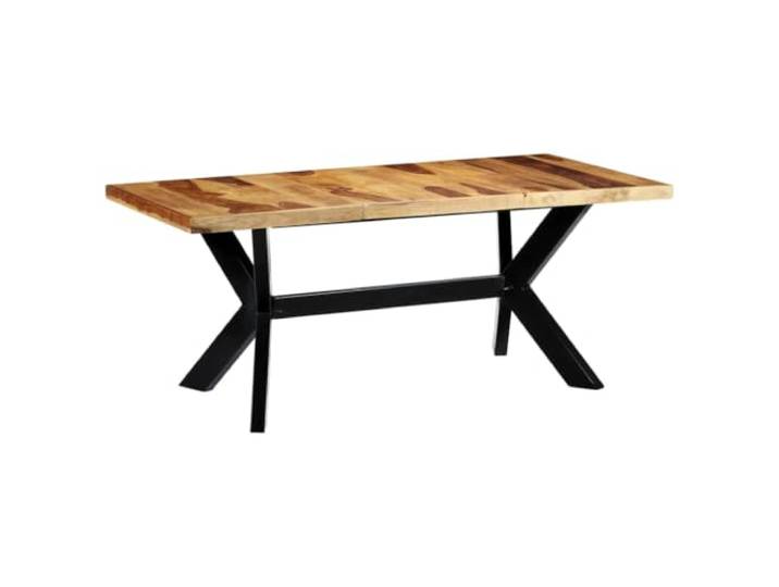 Tmriohed Esstisch 180x90x75 cm Massivholz Akazie Industrie-Design Handgefertigter Speisetisch fürs Esszimmer mit individuellem Unikat-Charakter und pulverbeschichtetem Stahlkreuzrahmen.