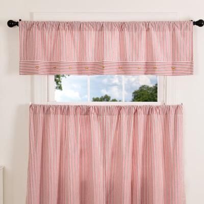 VHC Brands Farmhouse Ticking Red Valance