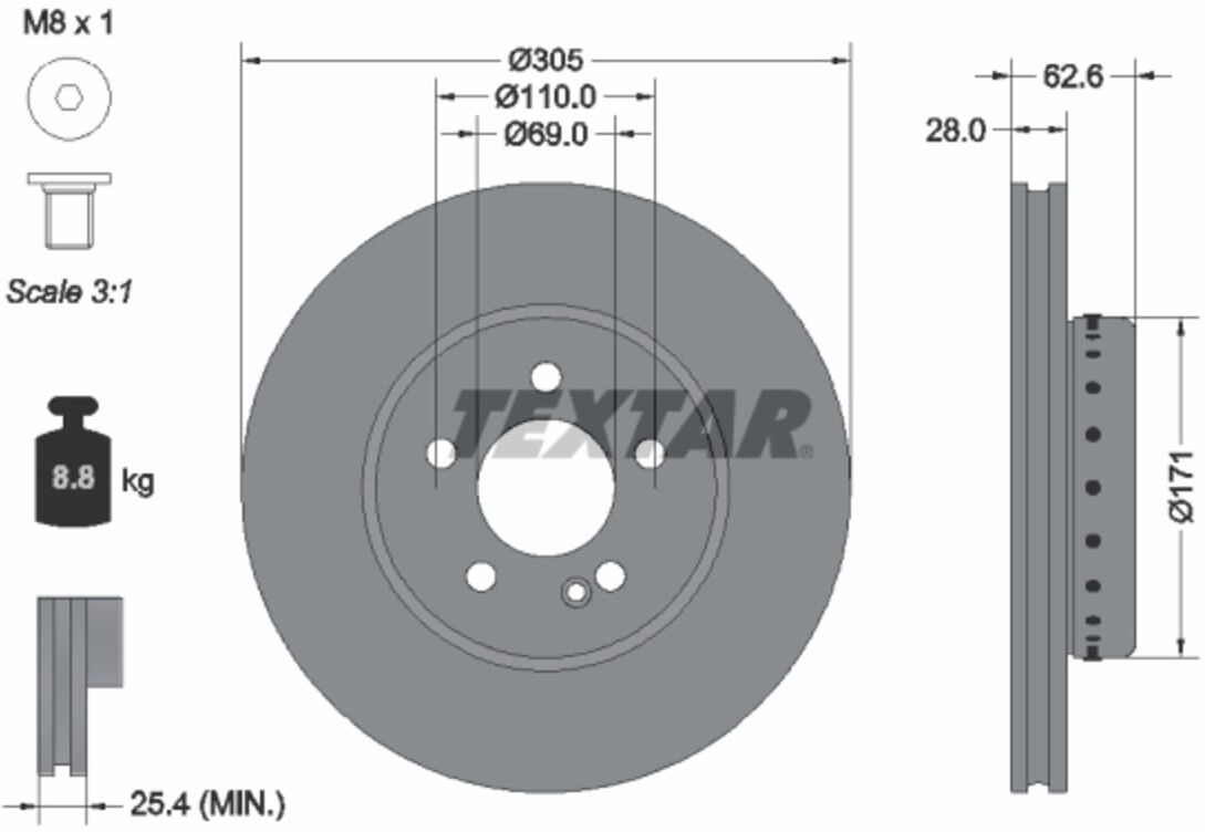 Disque de frein TEXTAR 92343625, 1 pièce