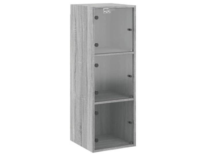 HKTMGDNG Wandschrank mit Glastüren Grau Sonoma 35x37x100 cm Wandschrank für Wohnzimmer und Büro mit Glaseinsatz, bietet 60 kg Belastbarkeit und platzsparende Wandmontage.