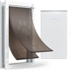 VEVOR Hundeklappe (XL) mit Doppelmagnetklappen & Metallrahmen, Wetterfeste Katzenklappe für Innen- und Außentüren, Katzentür Hundetür Haustierklappe Weiß 34,61 x 60 cm (Breite x Höhe) Haustiertür