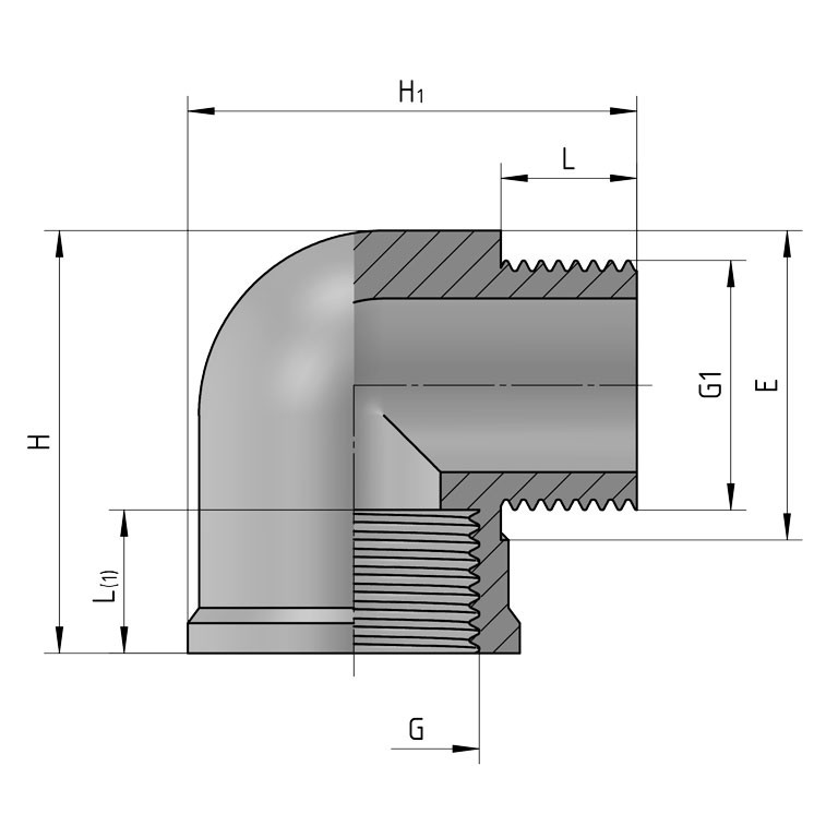 REKUBIK Winkel 90° Außengewinde x Innengewinde 1/2" AG x 1/2" IG 3308/0101