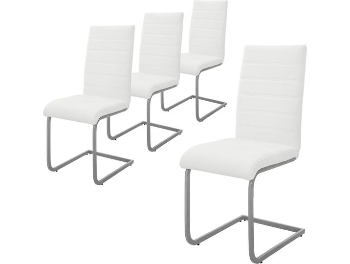ML-Design 4er Set Esszimmerstuhl mit Rückenlehne, Weiß, aus Kunstleder