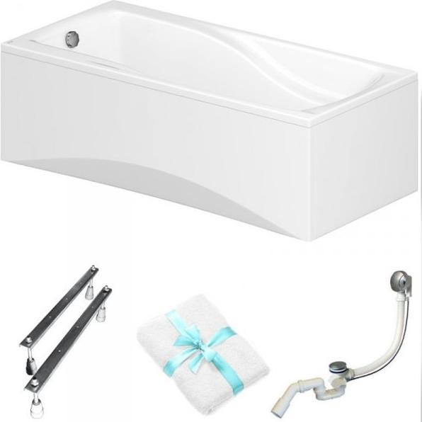 Cersanit | Badewanne - Rechteckbadewanne Zen - 180x85 Cm - Mit Weißer Verkleidung - Ergonomisch - Siphon - Füße
