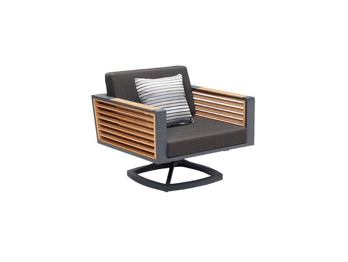 Drehbarer Premium Gartensessel „New York“ Teak Schwarz, Natural Higold