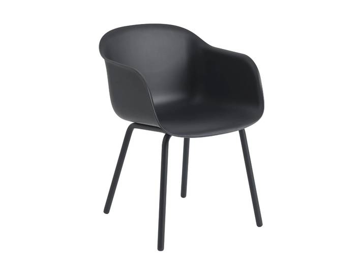 Muuto Fiber Outdoor Armchair mit Stahlbeinen Anthracite black (plastic)