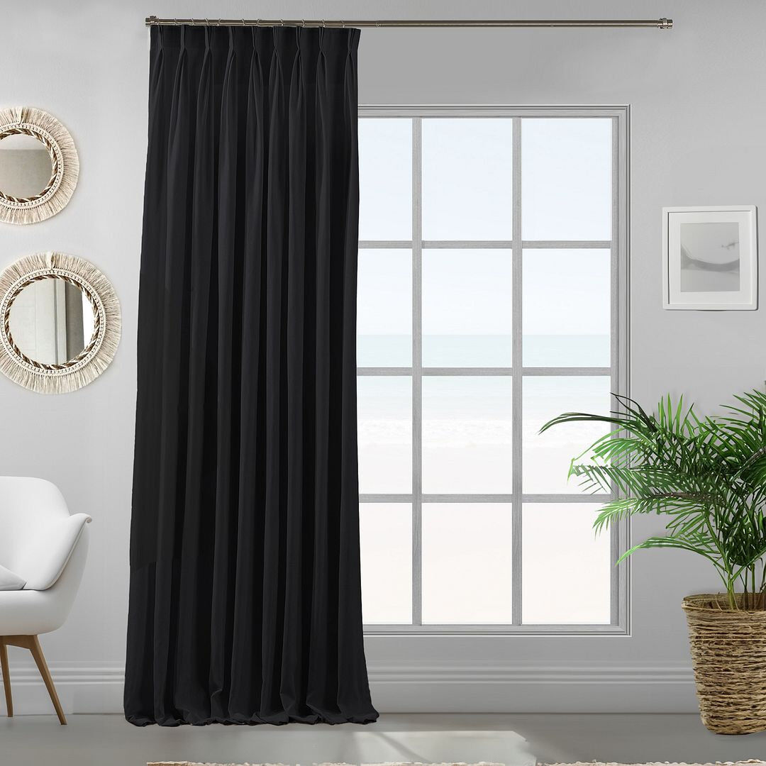 Lilijan Home & Curtain Triple Pinch Pleat Extra Long & Extra Width Decorative Single Curtain Panel Black 245cm Width x 375cm Drop