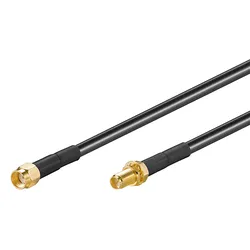 Goobay Antennen-Verlängerungskabel, RP-SMA-Stecker auf RP-SMA-Buchse, LMR195, 50 Ohm, bis 5,8GHz, 5m