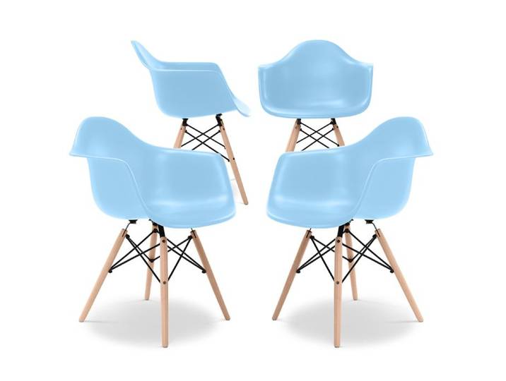 Premium Chaise James bois avec accoudoirs - Matt - Pack de 4 Bleu clair 62 Bleu Clair