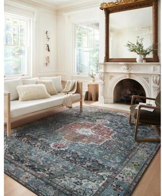 Alexander Home Sara Distressed Boho Medallion Ultra Plush Area Rug