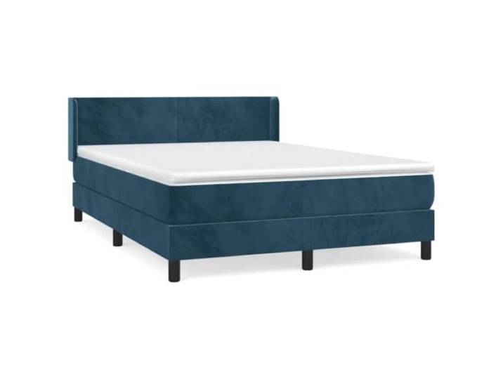 PUGYNBK Boxspringbett, Samt, Dunkelblau, 140 x 200 cm Verstellbares Kopfteil, Taschenfedern, mittlere Härte, weicher Schutz