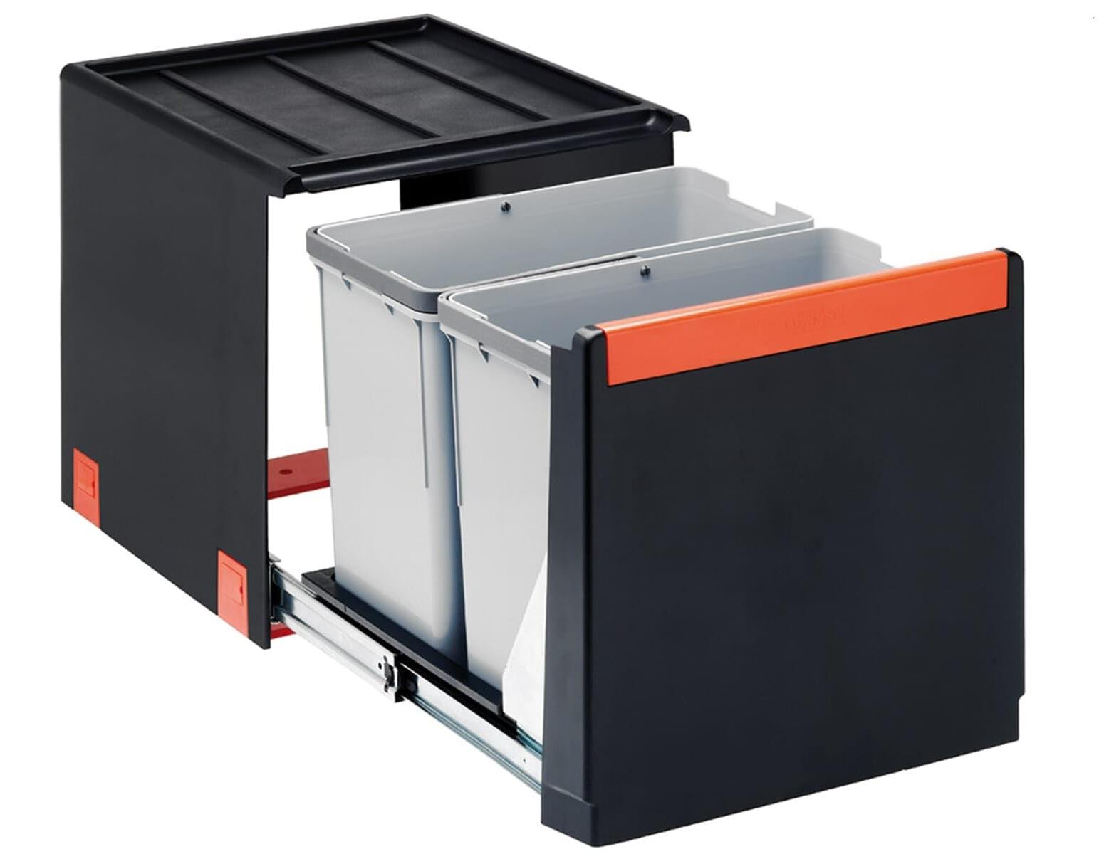 Abfallsortierer Cube 40, 2 x 14 L, automatischer Auswurf, schwarz
