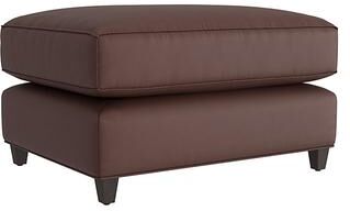 Juliana Leather Ottoman - Chocolate Leather, Chocolate Flannel - Ballard Designs