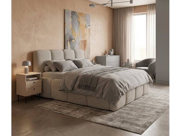 Lukas Möbel Polsterbett Designerbett Nikki in Bubble-Look mit Bettkasten, Lettenrost wählbar, Matratze wählbar