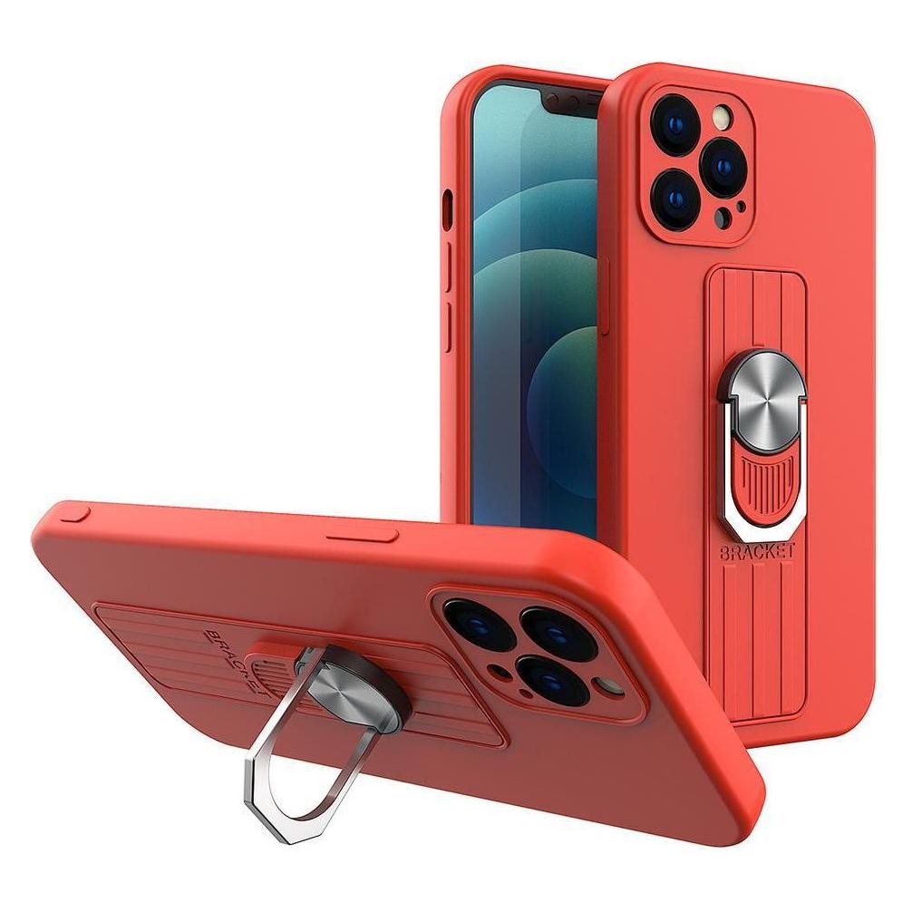 Hurtel Ring Case Silikonhülle mit Fingergriff und Ständer für iPhone 13 Pro Max rot (Apple iPhone 13 Pro Max) (1404978613)