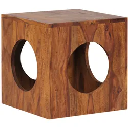Beistelltisch – Massivholz Braun 35x35x35 cm quadratisch mit Stauraum