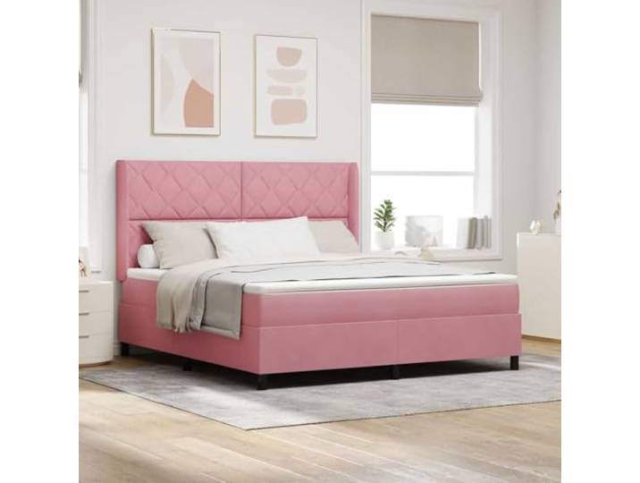 Samt mit LED Beleuchtung mehrfarbig Boxspringbett 180 x 200 cm Rosa Boxspringbett mit Matratze mit LED Rosa 180 x 200 cm Samt Bett mit Beleuchtung King Size inklusive Taschenfederkern
