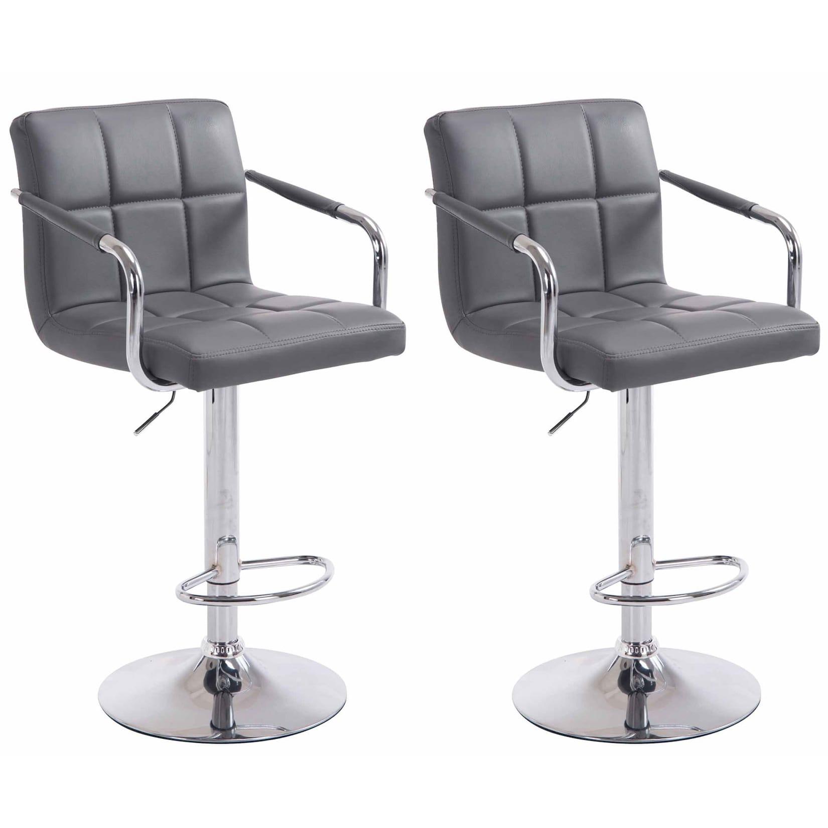 CLP 2er Set Barhocker Lucy V2 chrom - Farbe: grau, Gestellfarbe: chrom