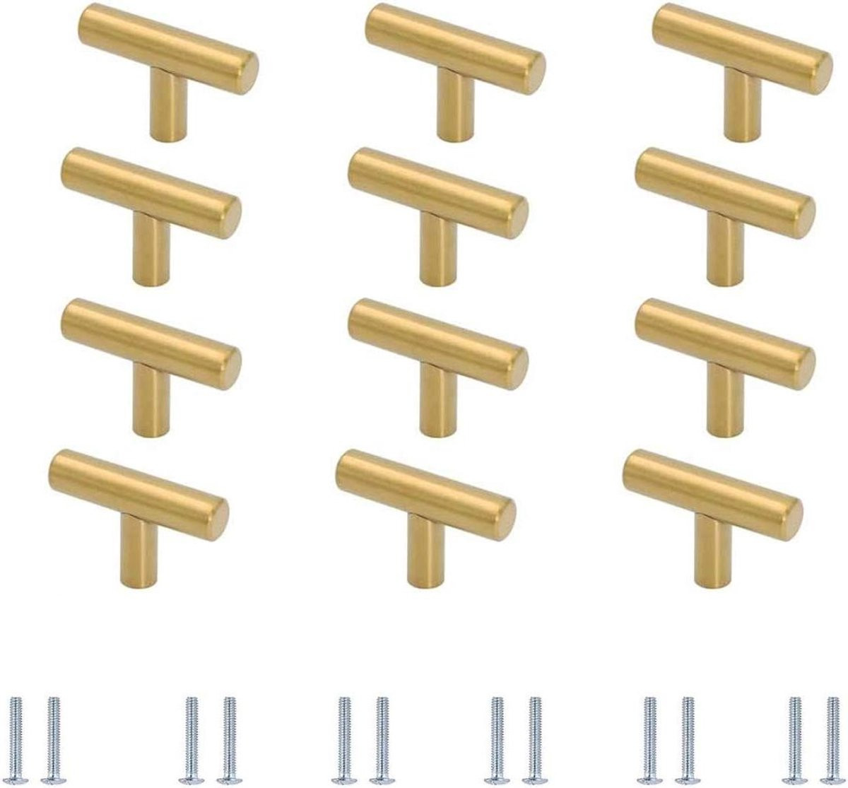Ladeknoppen 12-pack Goud Aluminium Kastgrepen 50 mm
