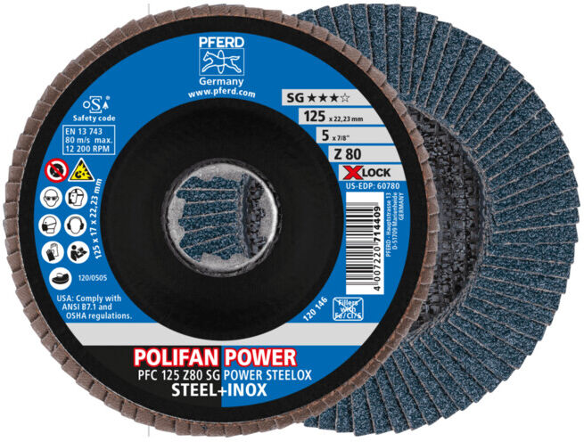 Rondelle crantée PFERD POLIFAN PFC 125 Z80 SG POWER STEELOX/X-LOCK (67788127)