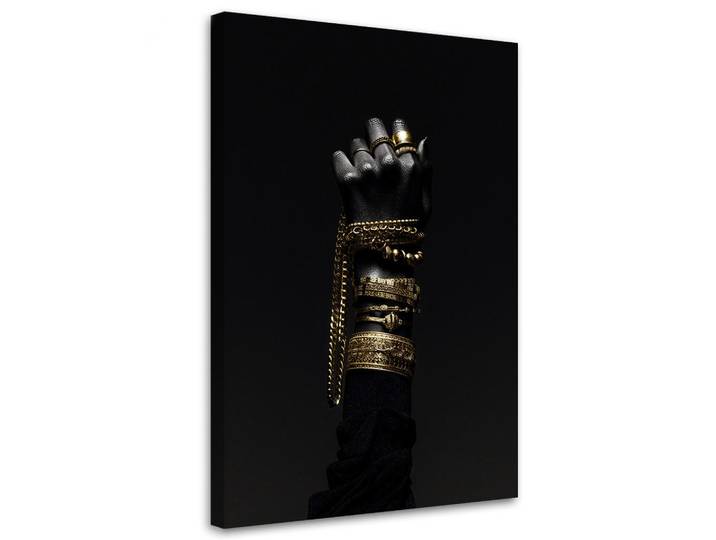Feeby Leinwandbild Hand mit Goldschmuck 70x100cm, Schwarz, Person/Charakter, Rechteckig, 70x100 cm, Bilder & Rahmen, Bilder, Leinwandbilder