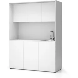 Büroküche NIKA mit Waschbecken und Wasserhahn 1481 x 600 x 2000 mm, weiß, rechts