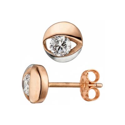 Paar Ohrstecker JOBO, rosa (roségold 333), Ohrringe, Damen, 6,6mm, Roségold 333, 333 Roségold bicolor mit Zirkonia