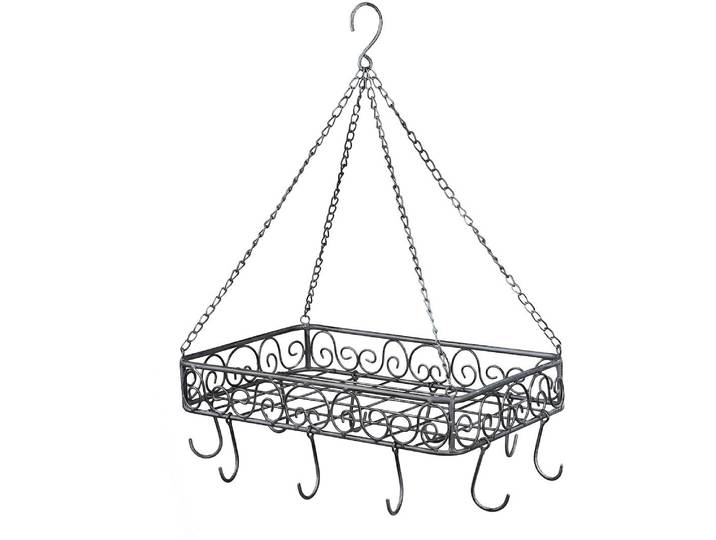 Hängekorb AMBIENTE HAUS Topfhänger aus Eisen in Grau - (B) 45 cm , grau, B:45cm H:55cm T:31cm, Eisen, Aufbewahrungsboxen, Hängekorb